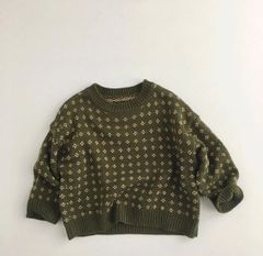 小さな花柄セーター　グリーン