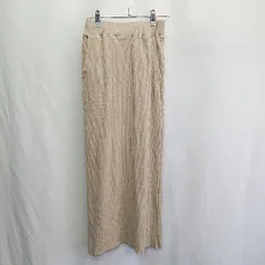 ◇ ⊇ ◎●未使用● Alma Design リブニット スリット加工 ロング丈 タイト スカート サイズM ベージュ.系 レディース E  【1410290047040】