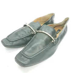 ◇ EVOL イーボル スクエアトゥ ゴールド金具 カジュアル シンプル パンプス サイズ24.0 ブラック レディース E  【1309040033320】