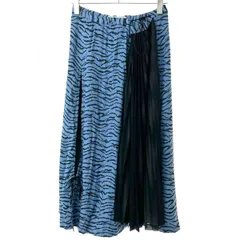 TOGA PULLA トーガ プルラ 21SS ゼブラ柄プリーツ ロングスカート ブルー×ブラック 36 TP11-FG238