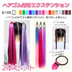 ヘアエクステンション ２本セット ヘアゴム ハロウィン ヘアアレンジ ヘアアクセサリー カラフル HIPHOP 衣装 ダンス小物 コスプレ 簡単 ステージ衣装