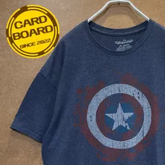 US古着 キャプテンアメリカCAPTAIN AMERICA 星マーク盾マーベルMARVELアメコミ 半袖tシャツ紺XL