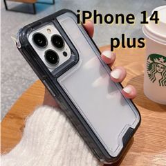 【SHOPSA】iPhone14plus スマホケース 携帯ケース クリア シンプル 軽量 おしゃれ かわいい 耐衝撃 黒 ブラック 無地 E013