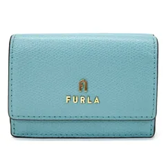 フルラ FURLA カメリア (CAMELIA S) トライフォールドウォレット カーフスキン (レザー) WP00318 かぶせ蓋 スモールウォレット ミニ財布 コインケース レディース ターコイズ (ライトブルー) 正規品 中古 mbj18013
