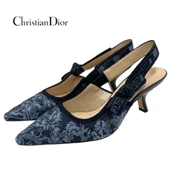 クリスチャンディオール CHRISTIAN DIOR J'ADIOR パンプス サンダル 靴 シューズ スリングバック 刺繍 ファブリック ネイビー  - メルカリ