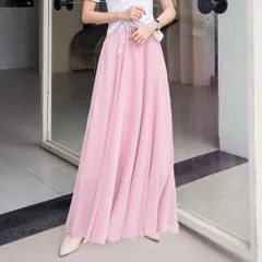 ☆ ライトピンク ☆ XLサイズ ☆ シフォンスカート ロング ウエストゴム シフォンスカート ロング レディース チュールスカート レディーススカート ロングスカート スカート フレアスカート フレア ギャザー ロング丈 マキシ ウエストゴム きれいめ