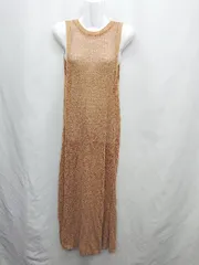 ◇ ⊂ emmi エミ メッシュ バックオープン 袖なし ロング ワンピース サイズF キャメル レディース E  【1410100052288】のサムネイル