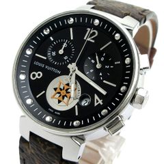 ルイヴィトン タンブール ムーンスター クロノグラフ ボーイズ 黒文字盤 Q8G01 時計 LOUIS VUITTON 箱 婦人 メンズ 稼動品