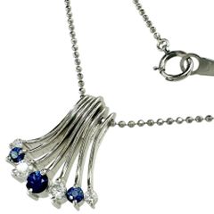 サファイア 0.35ct ダイヤモンド 0.24ct ネックレス Pt900プラチナ/Pt850プラチナ 8.3g 41cm レディース 【中古】【真子質店】【NN】