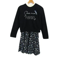 ポンポネット ドッキングワンピース 半袖 ブランド トップス キッズ 女の子用 L(160)サイズ ネイビー×ホワイト pom ponette 【中古】