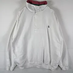古着 90's/90年代 ノーティカ NAUTICA スウェット トレーナー ハーフジップ ワンポイントロゴ 大きいサイズ XL  ホワイト メンズ