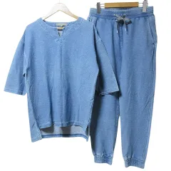 ユナイテッドアローズ A DAY IN THE LIFE UNITED ARROWS セットアップ デニムスウェット トップス カットソー 5分袖 パンツ M ブルー 青 ■GY99 Xのサムネイル