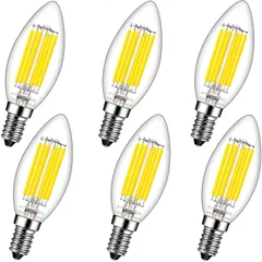 【数量限定】813lm クリアタイプ 高輝度 密閉形器具対応 4000k レトロ 昼白色 LED電球 フィラメント 6W 調光器非対応 蝋燭型 エンジン電球 LED 省エネ E12口金 60W形相当 6個入り PSE シャンデリア電球 C35 Acidea