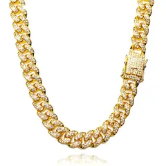 ★即日発送★Puente キューバンネックレス 幅12mm 50cm マイアミキューバン ネックレス 喜平 チェーン 18ｋ チェーンネックレス メンズ キューバンチェーン ジルコニア キューバンリンク 太目 ブリンブリン ヒップホップ 20インチ ゴールド