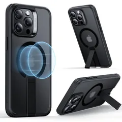 ESR iPhone 15 Pro Maxケース専用 MagSafe対応 自在に調節可能なフリックスタンド 軍用規格落下保護 MagSafe対応 特許取得キックスタンド付きスリム背面カバー Boostシリーズ ブラック