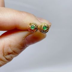 【新入荷】本翡翠保証‼️オーダー品　高品質翡翠ピアス　両耳用　18K 刻印あり　鑑定書付