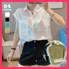 【スタッフおすすめ！】 フレンチスリーブ ブラウス半袖レディース オフィス ブラウス/無地着やせ 春夏服/韓国ファッション夏 シンプル ゆったりシャツ 折り襟 Vネ おすすめ おしゃれ　かわいい　人気 86SUOCHU-001