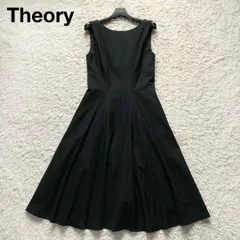 Theory セオリー 美シルエット ロングフレアワンピース Aライン スリーブレス 背中Vデザイン スカート裏地チュールレース パニエ内蔵 日本製 フォーマル セレモニー 無地 2サイズ 黒 ブラック