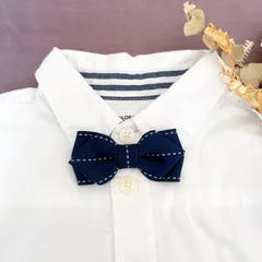 【匿名配送】ベビーからキッズ蝶ネクタイ　ネイビーステッチ入り　七五三　結婚式　発表会　ハンドメイド