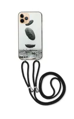 iPhone 17 ProMAX アイフォン17プロマックス スマホケース ショルダーストラップ 紐 付き 宇宙 隕石 石 謎 ミステリー SF おしゃれ 白黒写真 モノクロ かっこいい ブラック カラー01