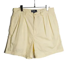 90's 00's ポロラルフローレン 2タック コットン ショーツ (32) 薄手 薄黄系 アンドリューショーツ 90年代 00年代 オールド 旧タグ　アメリカ古着 USED  ビンテージ ヴィンテージ