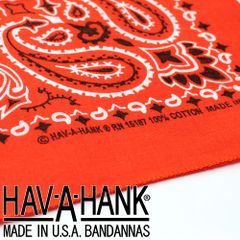 バンダナ USA生産 ハバハンク hav a hank traditional paiseley オレンジ ペイズリー 54×54cm B22PAI-Z-ORA