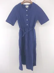 ◇ ◎ emi+ エミプラス ハートボタン ウエストリボン 半袖 膝下丈 ワンピース サイズM ネイビー レディース E  【1304100010464】