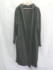 ◇ ⊇ antiqua tree caf<!-利用不可文字-!> アンティカ ツリーカフェ フード付き 長袖 ロングカーディガン サイズF ブラック レディース E  【1412260046312】