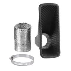 HWT ヒロワールドトレード エアインテーク ダクト エアクリーナー 車 汎用 アルミ 蛇腹 タイプ ターボ エアーファンネル ダクトホース （角型） [角型]