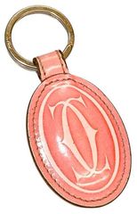 カルティエ Cartier キーリング キーホルダー ピンク レザー 2C ２C
