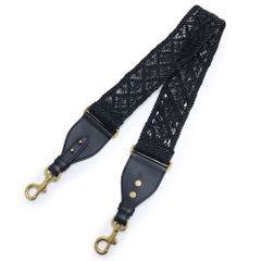 クリスチャンディオール メッシュ デザイン ショルダー ストラップ レザー ブラック 黒 ゴールド金具 Christian Dior（美品）