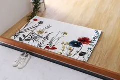 特価セールイケヒコ マット 玄関 屋内 屋外 輸入 ボタニカル アイボリー 約60×90cm 長方形 トルコ製 ウィルトン織り 花柄 ボタニカル 上品 抗菌防臭 丈夫 ＃1311610141801のサムネイル