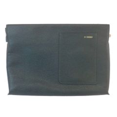 【天白】ヴァレクストラ エンベロープ クラッチバッグ ダークグリーン シルバー金具 ソフトカーフスキン 鞄