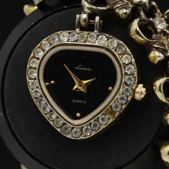 ルーナ ハート型 QZ ブラック文字盤 ラインストーン ブレスレットウォッチ レディース腕時計 KMR 2000000 NSK