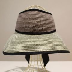 サンバイザー［レディース　折りたたみ　ひも付き　紫外線対策 夏 携帯 麦わら  ペーパー アウトドア つば広帽子 ビーチ ］