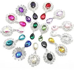 【在庫処分】ビジューパーツ 15色 15個セット ジュエル 台座つき しずく 宝石 デコ素材 イヤリング パーツ パーツ ゴールド ロリータ ハンドメイド アクセサリーパーツ 手作り素材DIY製作キット