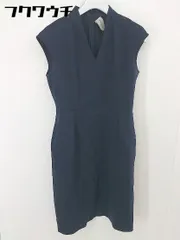 ◇ UNITED ARROWS ユナイテッドアローズ Vネック ノースリーブ 膝丈 ワンピース サイズ38 ネイビー レディース  【中古】 【1112100002293】
