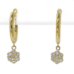 ダイヤモンド フラワーチャーム フープピアス D0.25/0.25ct イエローゴールド K18YG 18K 18金 花 ジュエリー 【新品】