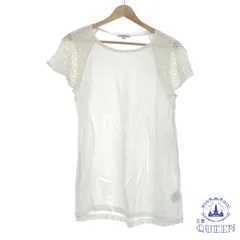 【訳アリ】ensuite エンスウィート カットソー Tシャツ 半袖 クルーネック レース シンプル カジュアル 無地 おしゃれ レディース 大きいサイズ ホワイト L 901-7251 送料無料 古着