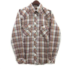 ラングラー WRANGLER ウエスタンシャツ チェック 長袖 M 茶タグ ブラウン USA製 アメリカ製 80s ヴィンテージ