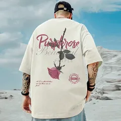 メンズTシャツ半袖（Lサイズ/XLサイズ/2XLサイズ/3XLサイズ/ホワイト）トップスローズ春秋シンプル洋服トップス038