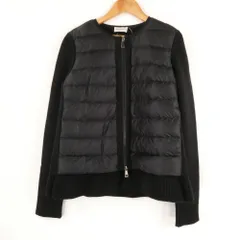 MONCLER - モンクレール ニット切替 ナイロン ジップアップ ダウンジャケット XS MONCLER (モンクレール) ナイロン 切替 ジッパーポケット付き