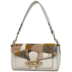 コーチ COACH ロゴ ハンドバッグ 2WAY ショルダーバッグ パッチワーク ハンドバッグ レザー ホワイト マルチカラー 91090 レディース 【中古】