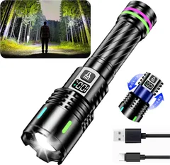 懐中電灯 強力【2025 最新の進化】ハンドヘルドトーチ ledライト 超高輝度 軍用 最強 Type-C充電式/電池式