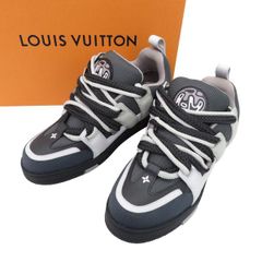 新品同様 ルイヴィトン LV スケート・ライン モノグラムフラワー レザー メッシュ ダブル シューレース スニーカー シューズ 箱付き 47271