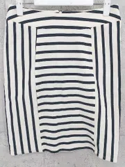 ◇ A day in the life UNITED ARROWS ボーダー ストライプ ミニ タイト スカート 38 ホワイト ネイビー *  【1002796639586】