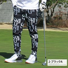 Men's GIORNO SEVEN Golf Pants with All-Over Logo, Stylish, Spring/Summer/Autumn/Winter, Size 2-BlackA