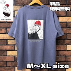 【RED CAP GIRL ポンチバックプリント半袖Tシャツ】レッドキャップガール ルーズサイズ ゆったり クルーネック ユニセックス メンズ レディース 男女兼用 ペアルック ストリート カジュアル  RE25SU13 ブルー 新品未使用 送料込み