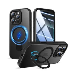 新品 iphone 16 pro 用 ケース MagSafe対応 ワイヤレス充電 いphone16pro 用 ケース 耐衝撃 米軍MIL規格 スマホカバー iphone16プロ 用 リング スタンド マグネット搭載 アイホン16プロ 用 カバー 隠し収納式 縦