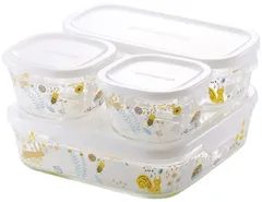 新品 iwaki(イワキ) 耐熱ガラス 密閉容器 シンジカトウ 北欧の庭 システムセット・ミニ パック&レンジ PS-PRNSNF4